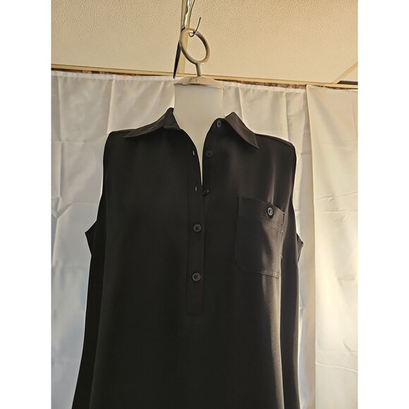 Eddie Bauer Women's Sleeveless Dress Black Size 12 Button Front Pockets Long - Picture 2 of 7